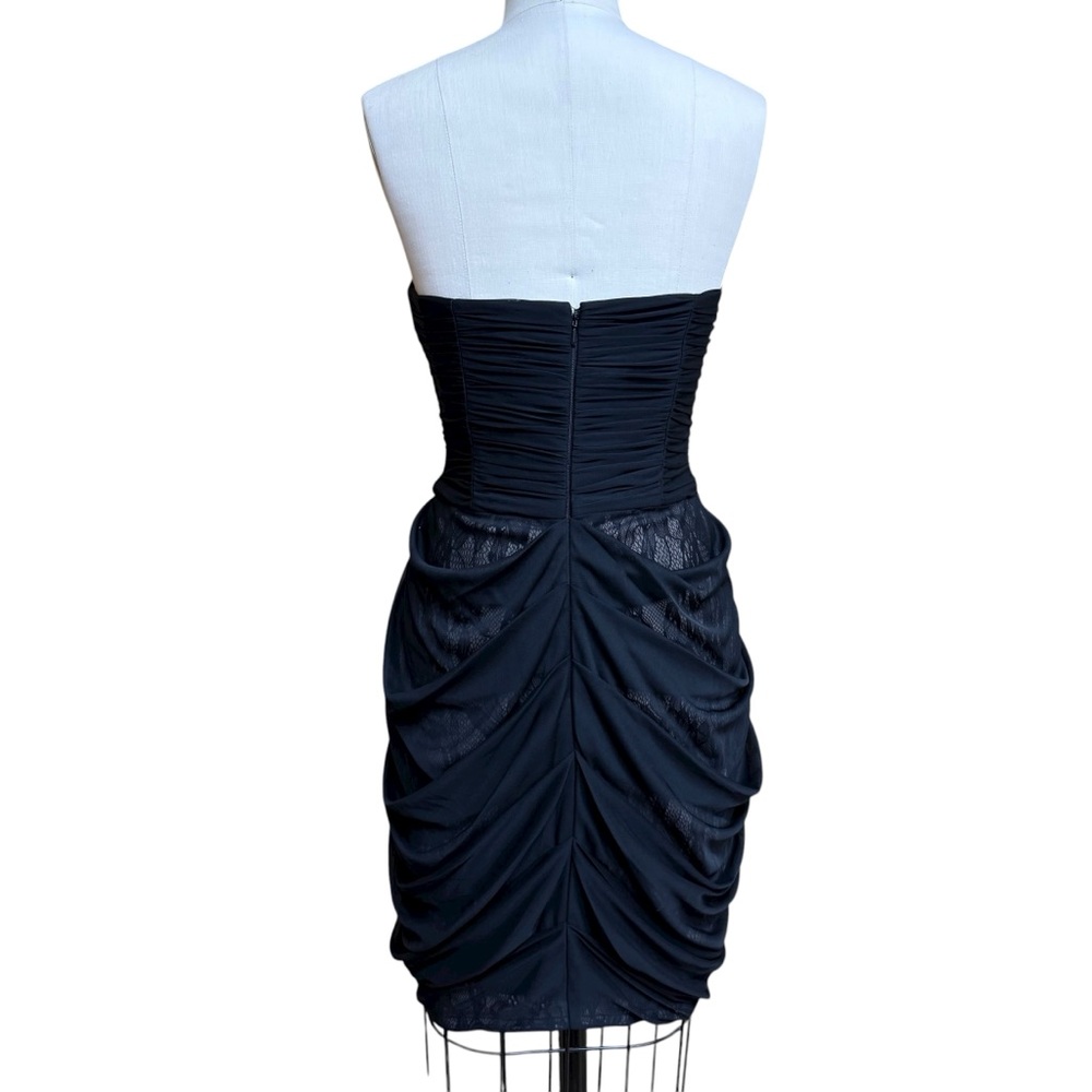 Max & Cleo Strapless Babydoll Dress Size 4 Black Pleated Cocktail Party Grunge - Picture 4 of 13